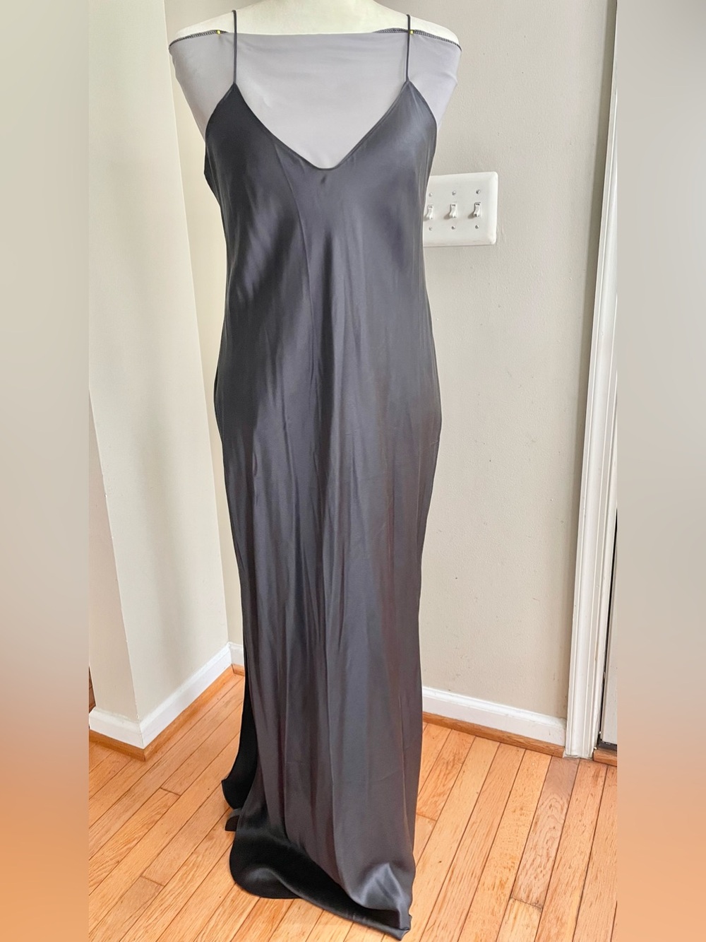 Banana Republic 100% Silk Dreamer Maxi  Slip Dress Sz L-Tall Black Date Night
